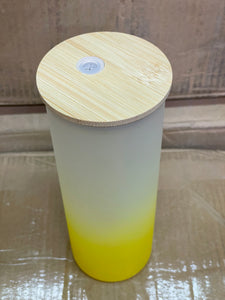 25 oz Glass Yellow Sublimation Tumblers w/Bamboo Lid