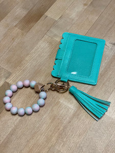 Teal Bracelet Wallet - silicone beads