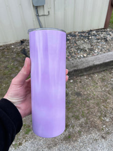 20 oz UV white to purple straight 20 oz tumbler