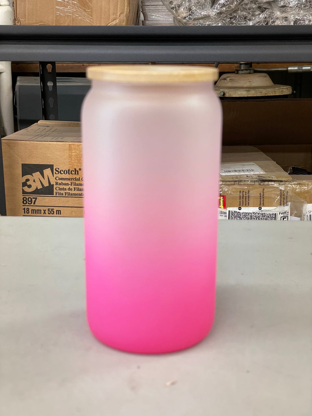 16 oz Sublimation Frosted Pink Jar