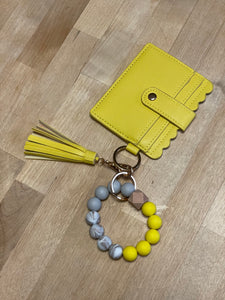 Yellow Bracelet Wallet - silicone beads