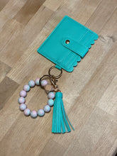 Load image into Gallery viewer, Teal Bracelet Wallet - silicone beads
