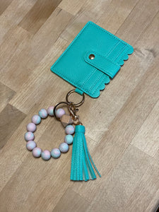 Teal Bracelet Wallet - silicone beads