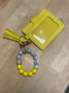 Yellow Bracelet Wallet - silicone beads