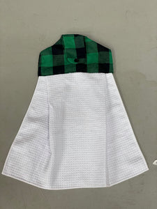 Green and Black Check waffle weave towel