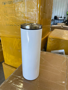 20 oz straight sublimation tumbler with metal screw on lid