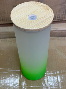 25 oz Glass Green Sublimation Tumblers w/Bamboo Lid